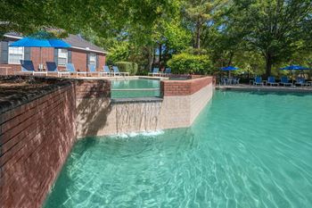 Uniquely designed pool with waterfall